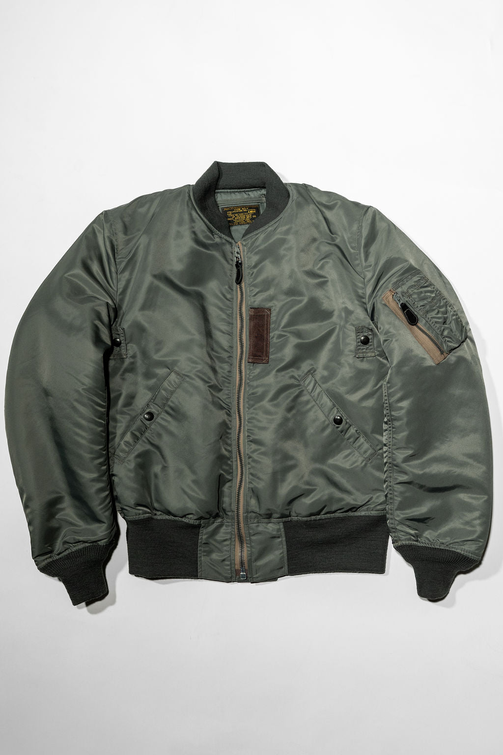 Buzz Rickson's BR14920 Type MA-1 Jacket in Green - Laying flat, front view