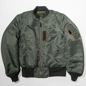 Buzz Rickson's BR14920 Type MA-1 Jacket in Green - Laying flat, front view