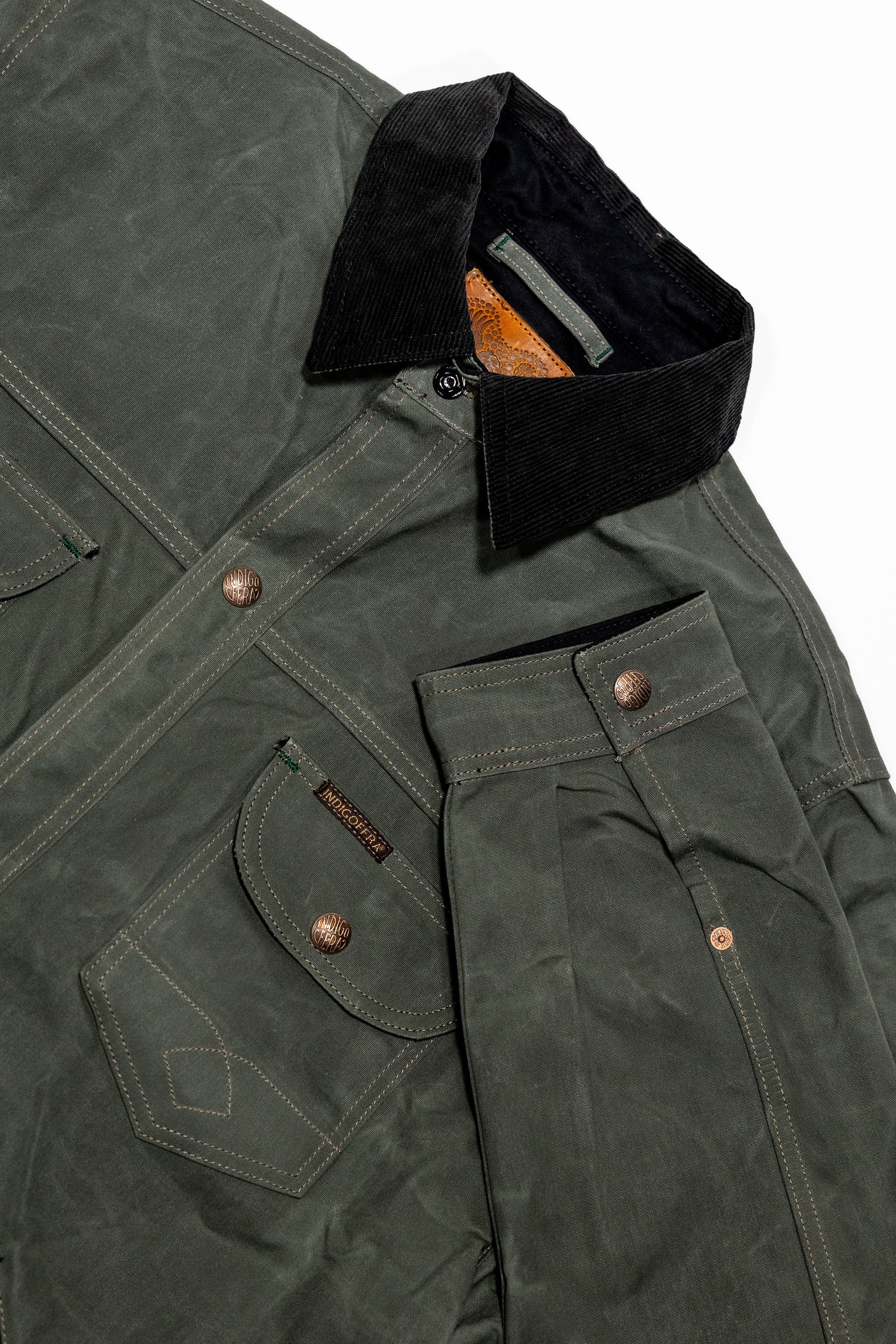 Indigofera Fargo Quarter STPF - Greyish Green Coated Canvas