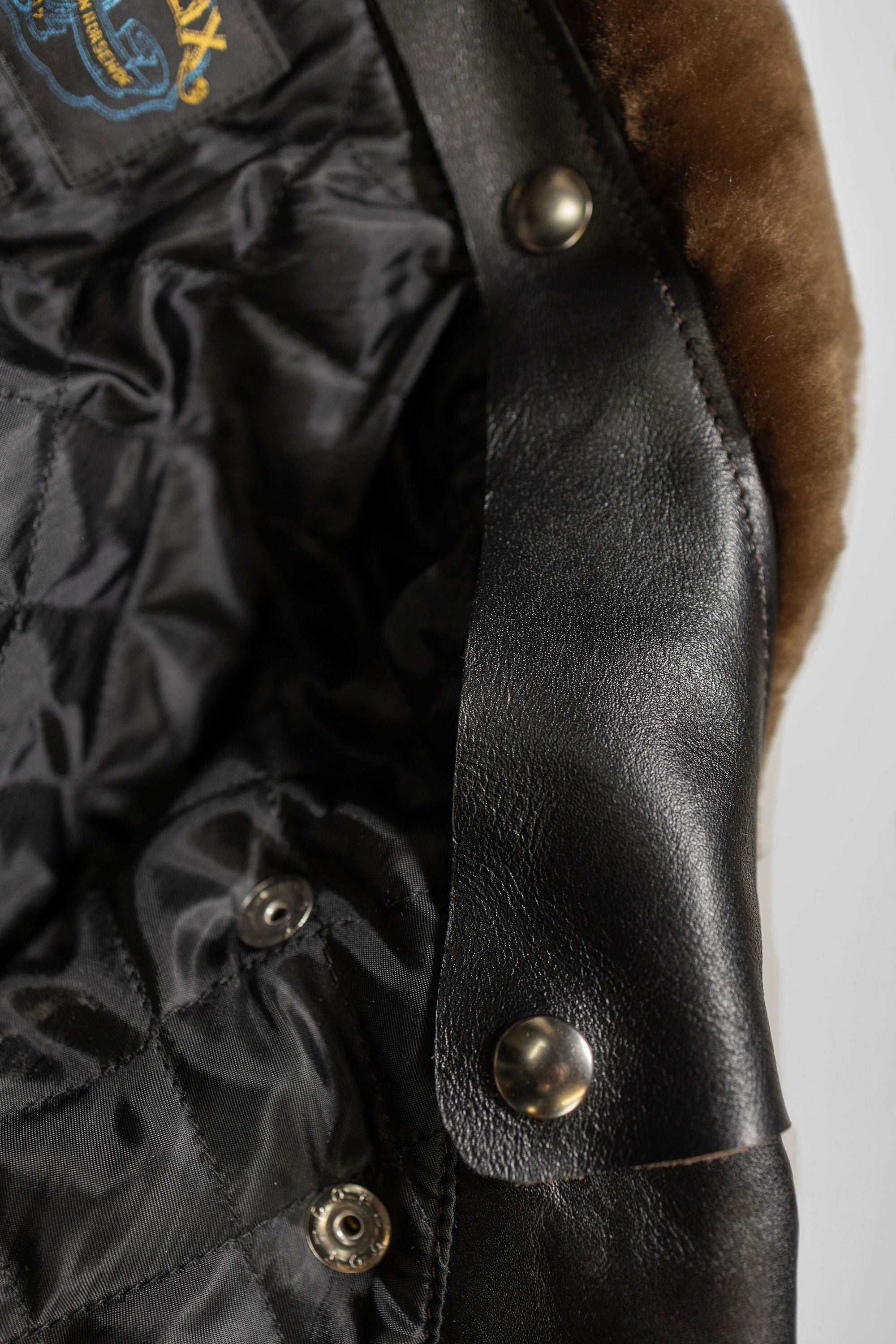 Double Helix - Innovator with Fur Collar Black Teacore Horsehide