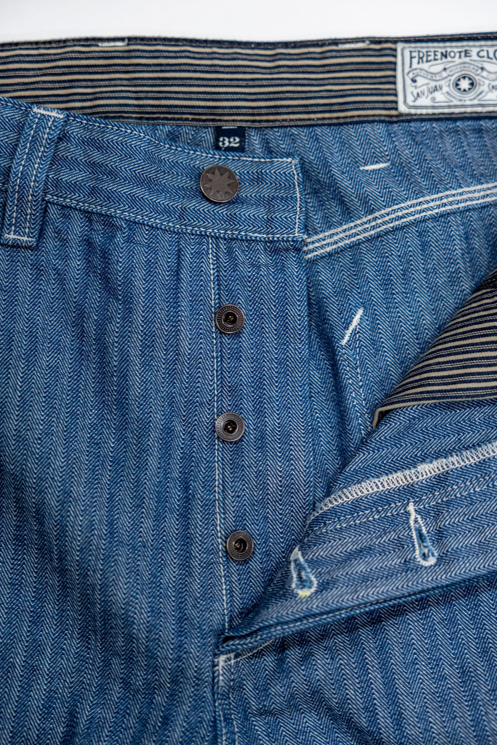 Freenote Coth Ortega Pant - 13oz Blue Herringbone