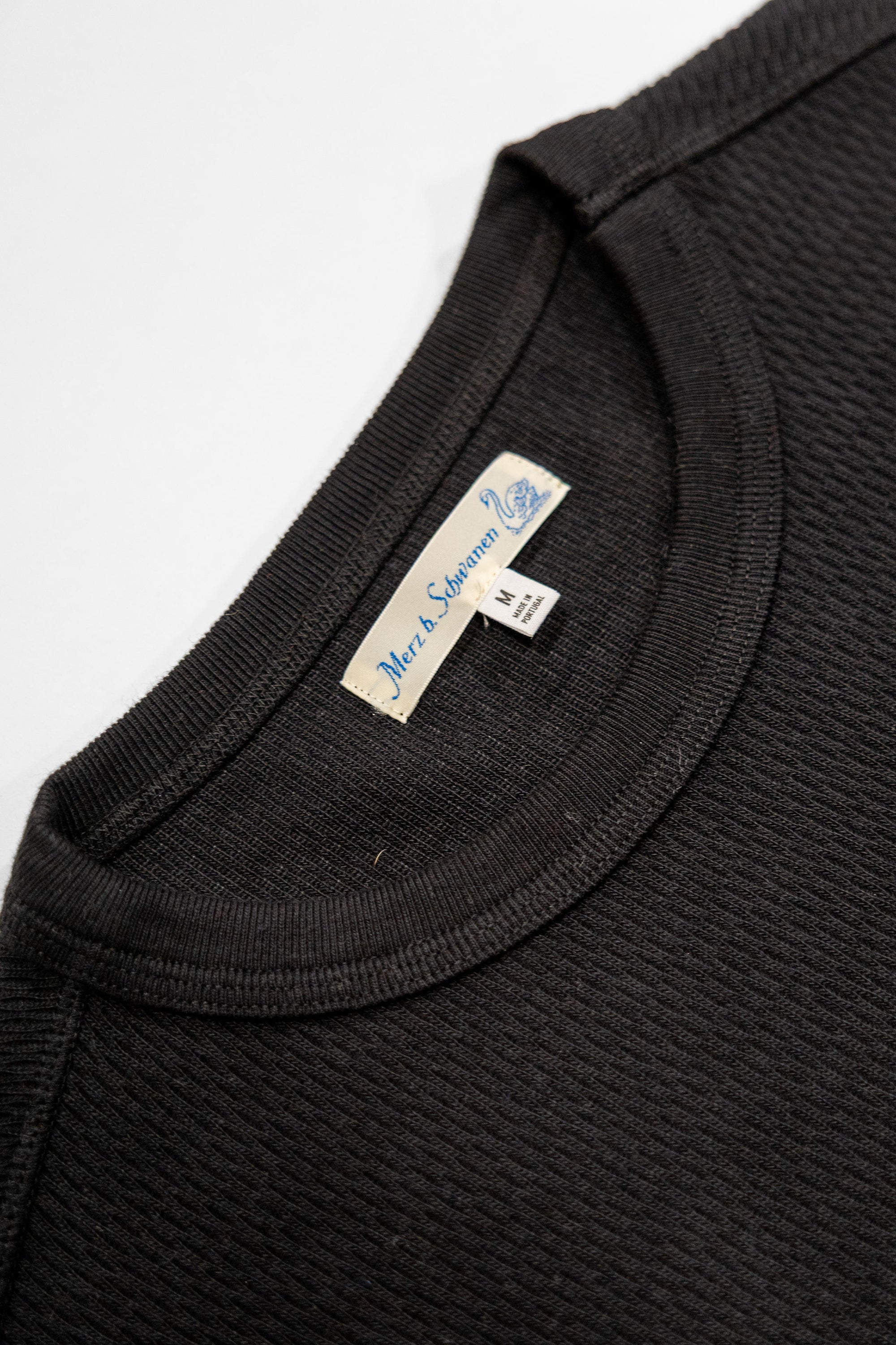 Merz b. Schwanen THERMAL01 Diamond-Patterned Cotton Thermal Longsleeve - Deep Black