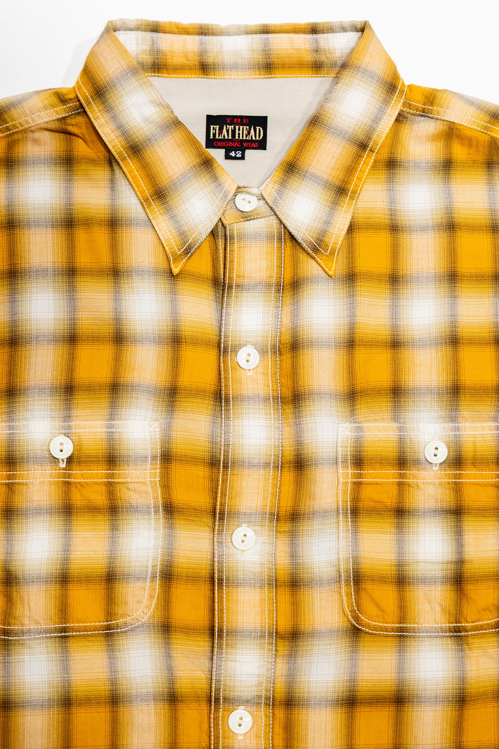 The Flat Head FN-SCR-021L 3oz Cotton/Rayon Ombre Shirt - Yellow