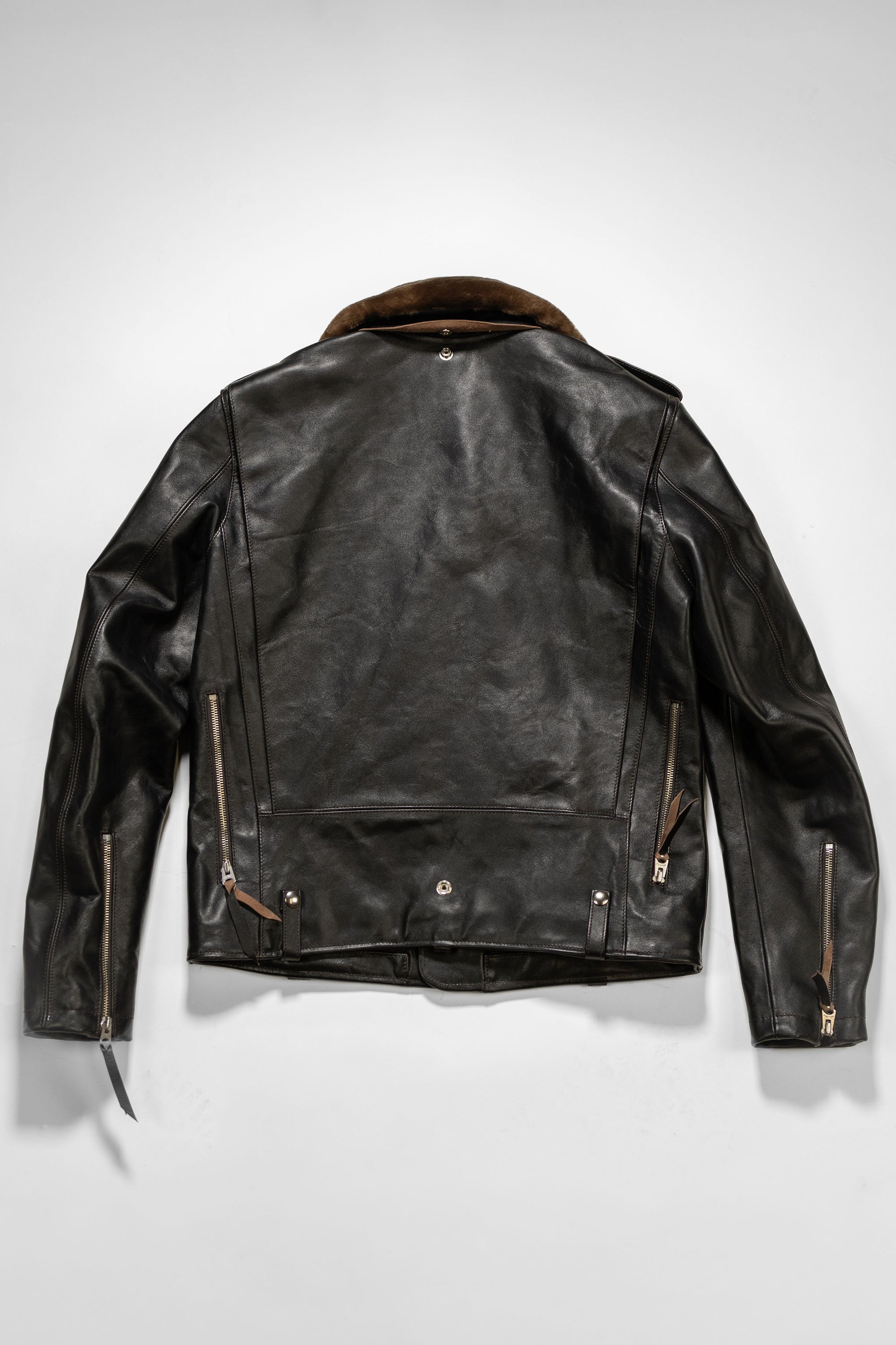 Double Helix - Innovator with Fur Collar Black Teacore Horsehide