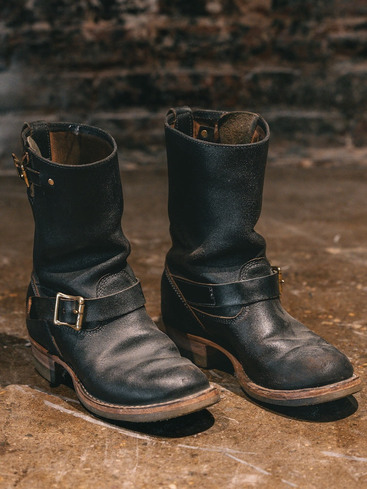 White's Boots x Franklin & Poe Engineer Boot - Black Waxed Flesh with Dr. Sole