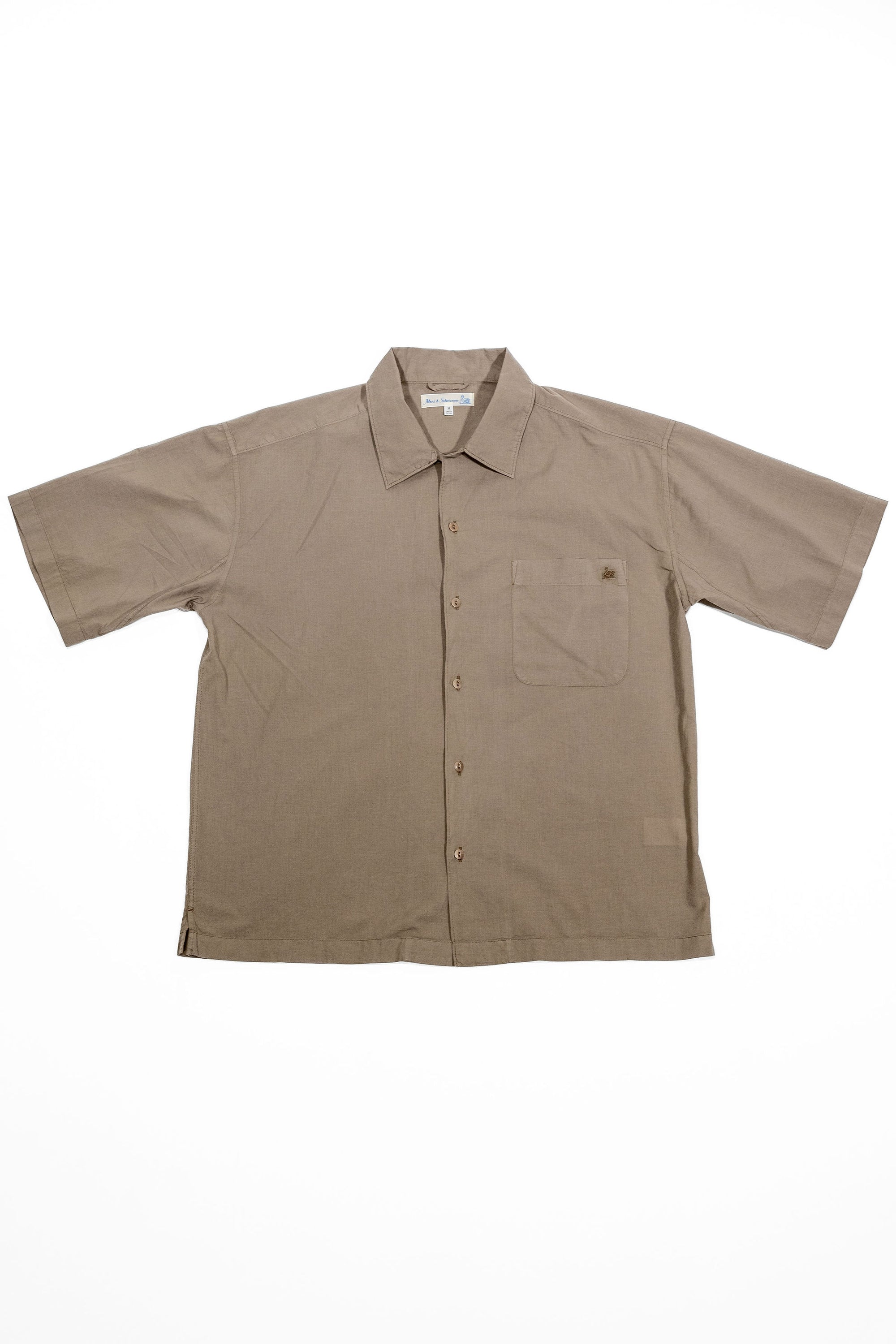 Merz b. Schwanen SHIRT09LP Lightweight Cotton Poplin Short Sleeve Shirt - Faded Grain