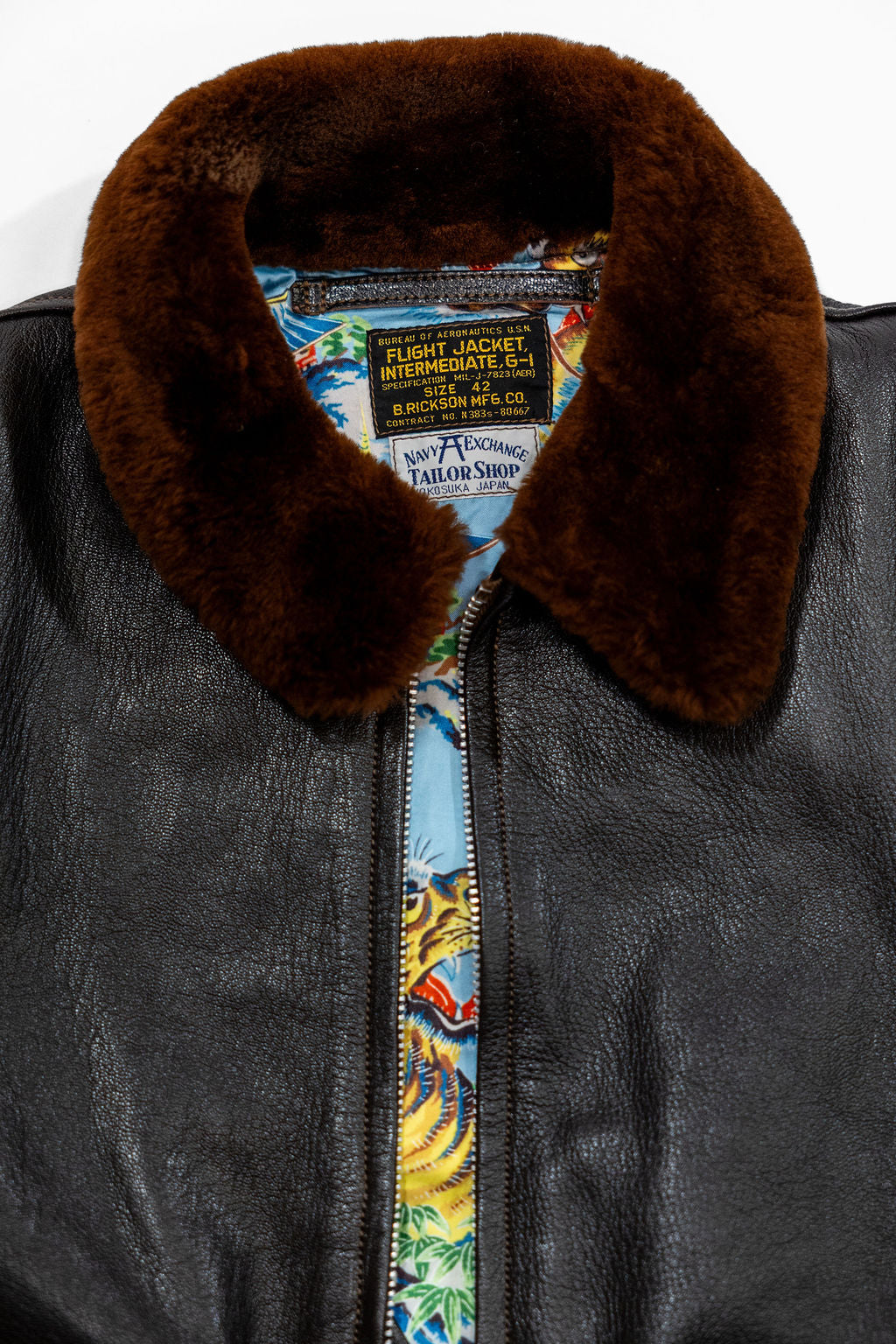 Buzz Rickson's BR80685 Type G-1 “Mil-J-7823 B.Rickson Mfg. CO. Suka Print Lining” - D. Brown