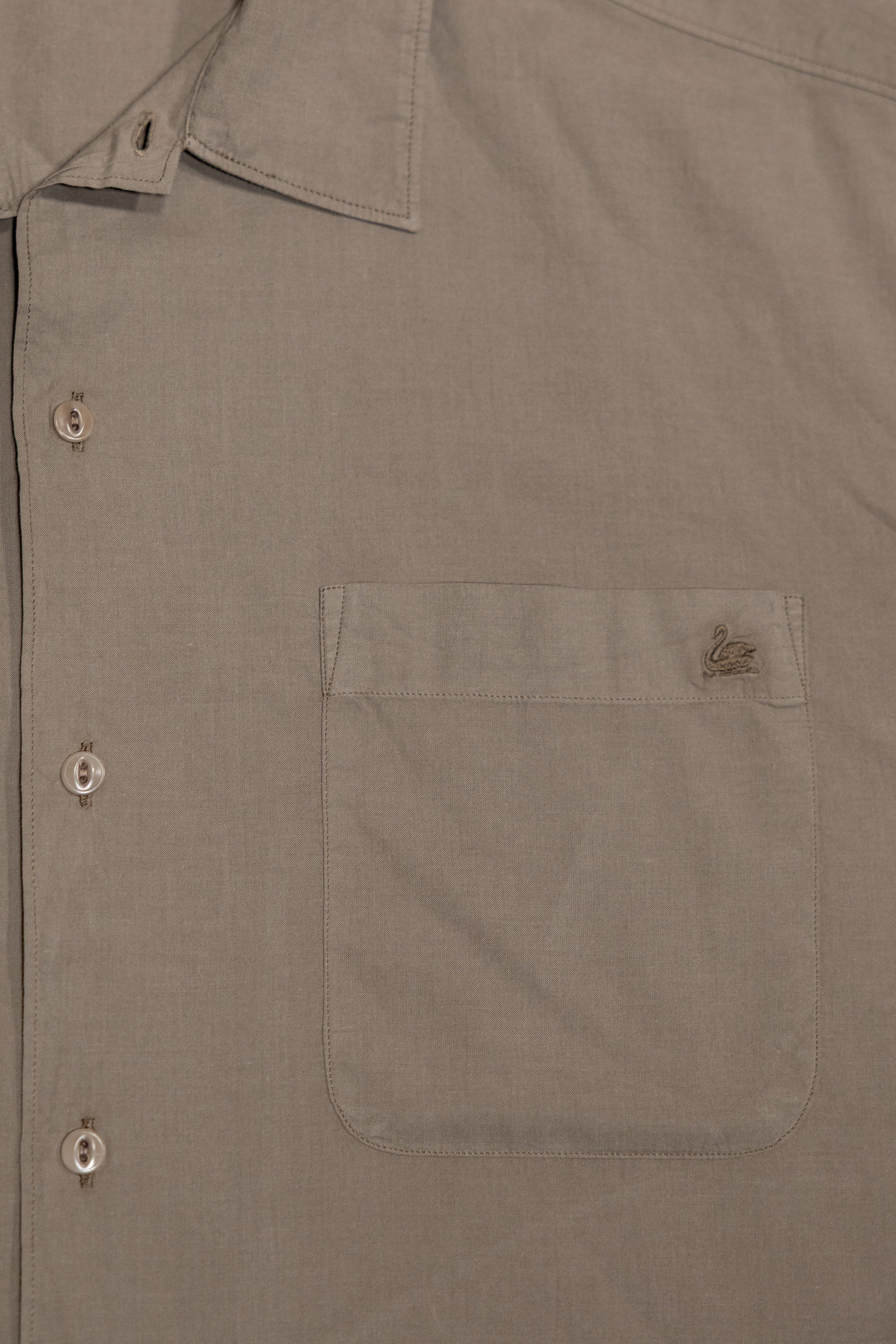 Merz b. Schwanen SHIRT09LP Lightweight Cotton Poplin Short Sleeve Shirt - Faded Grain