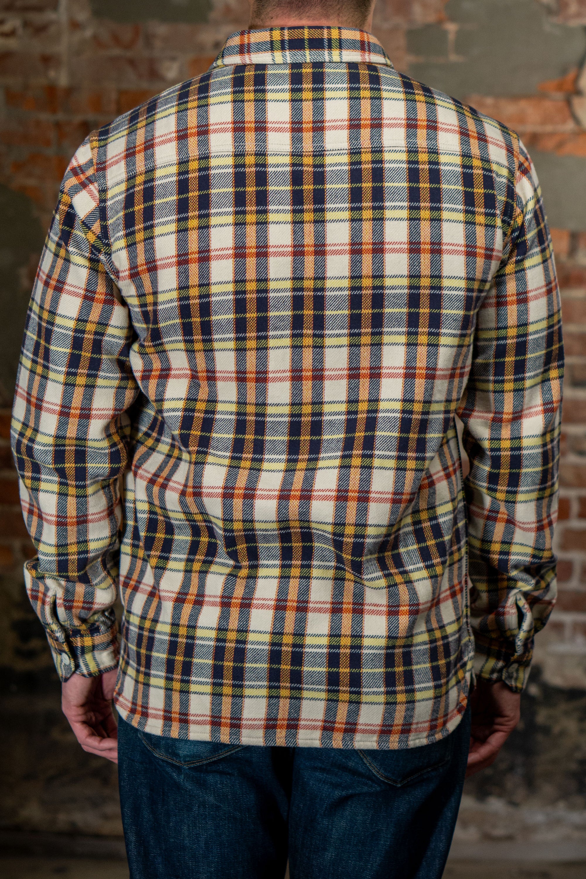 The Flat Head FN-SNW-014L Check Flannel Work Shirt - Ivory/Black