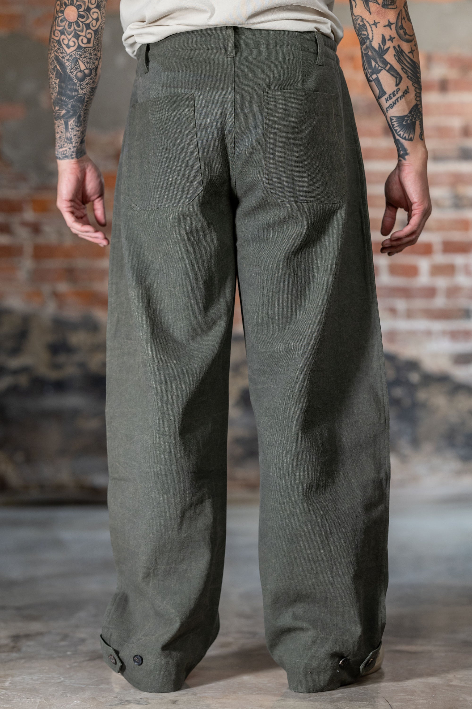Indi + Ash Raka Pant - Forest Green Crackle Millwoven Canvas