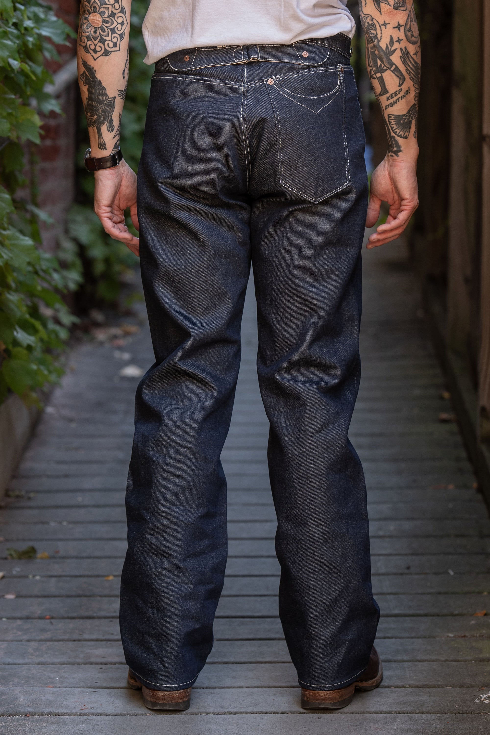 Blue Blanket P40 IT166 Waist Overall Jeans 1870s Single Needle Production - 13oz Italian Selvedge Raw Organic Denim