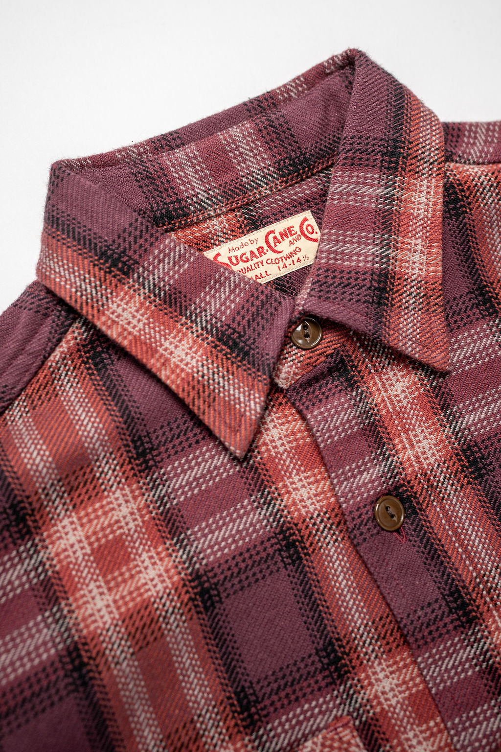 Sugar Cane Lot No. SC29359 Twill Check Work Shirt - Red