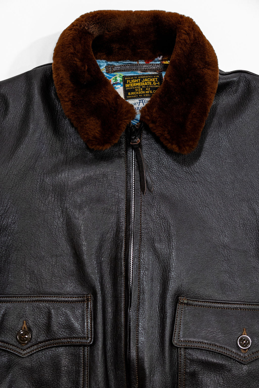Buzz Rickson's BR80685 Type G-1 “Mil-J-7823 B.Rickson Mfg. CO. Suka Print Lining” - D. Brown