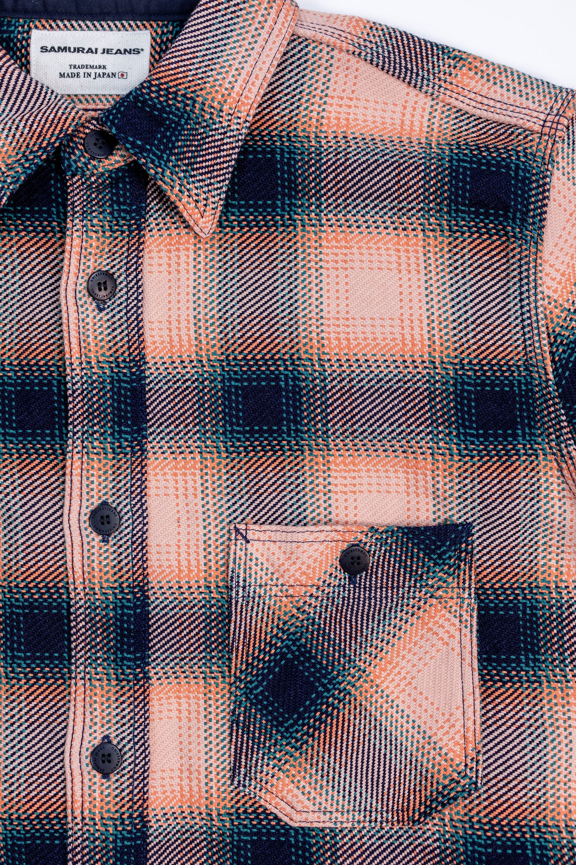 Samurai SIN25-01W Heavy Indigo Flannel - Pink