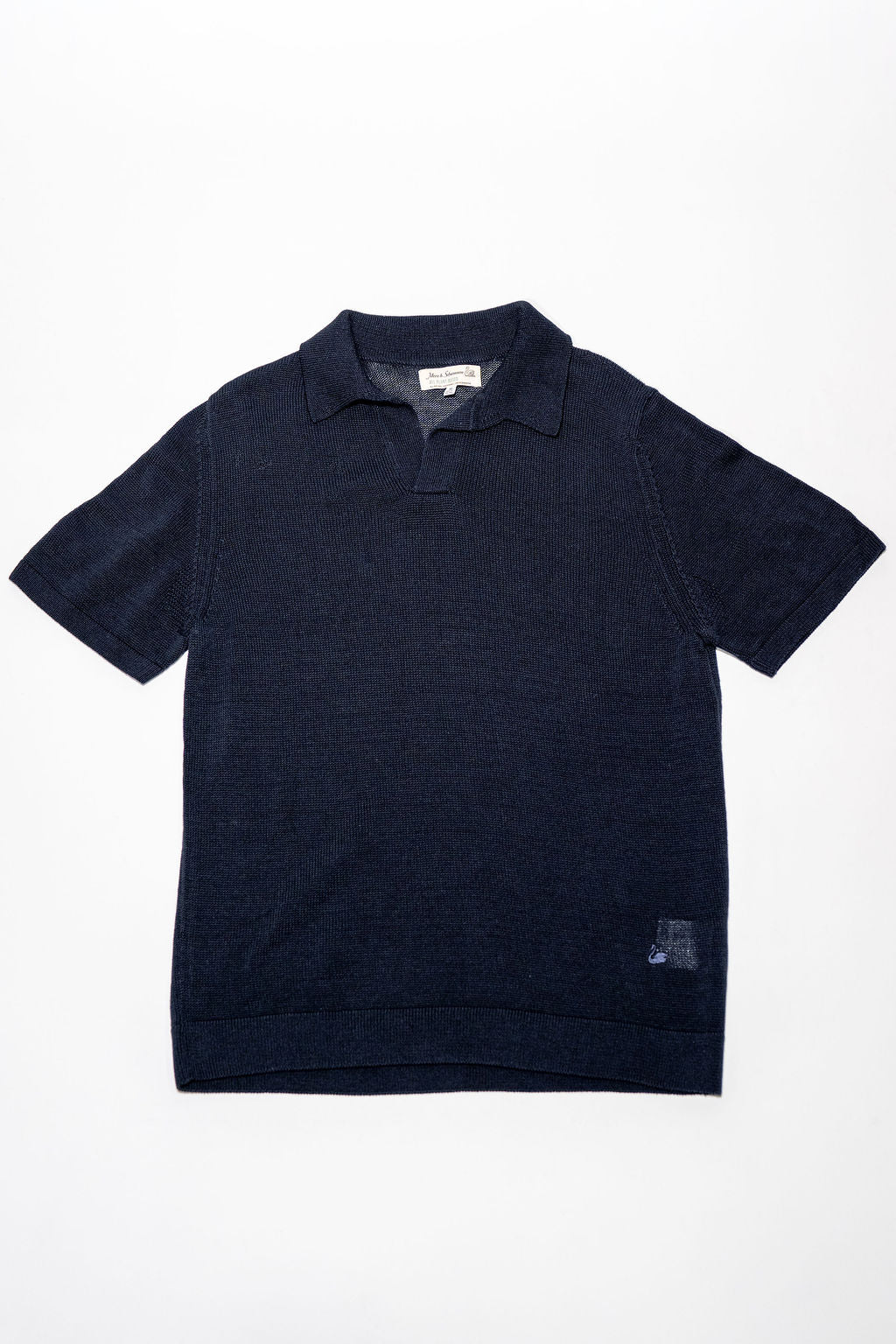Merz b. Schwanen KNITPOLO02 1962 Cotton Polo Shirt - Dark Navy