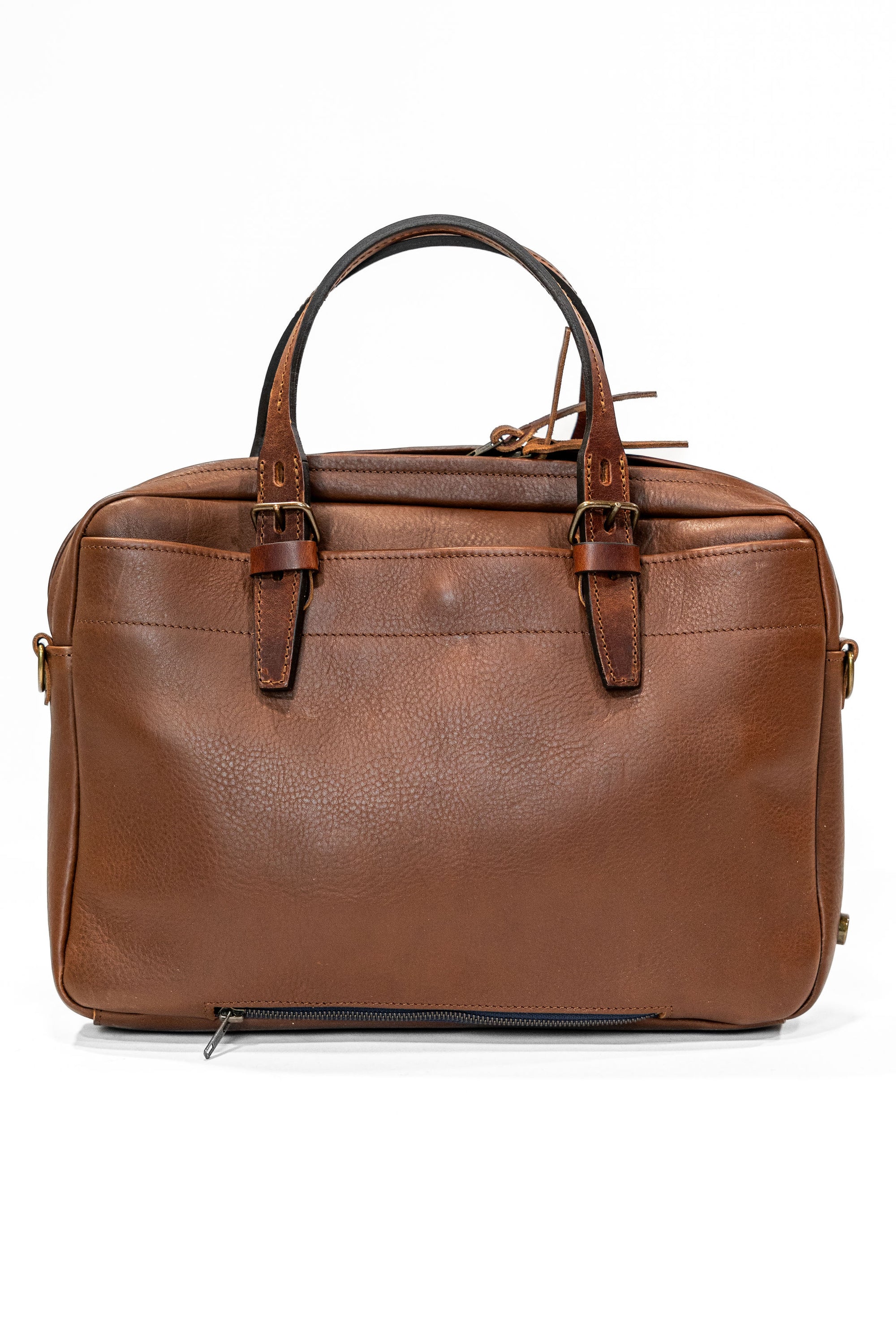 Bleu de Chauffe Folder Business Bag - Amber Brown. standing side profile