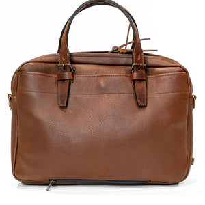 Bleu de Chauffe Folder Business Bag - Amber Brown. standing side profile