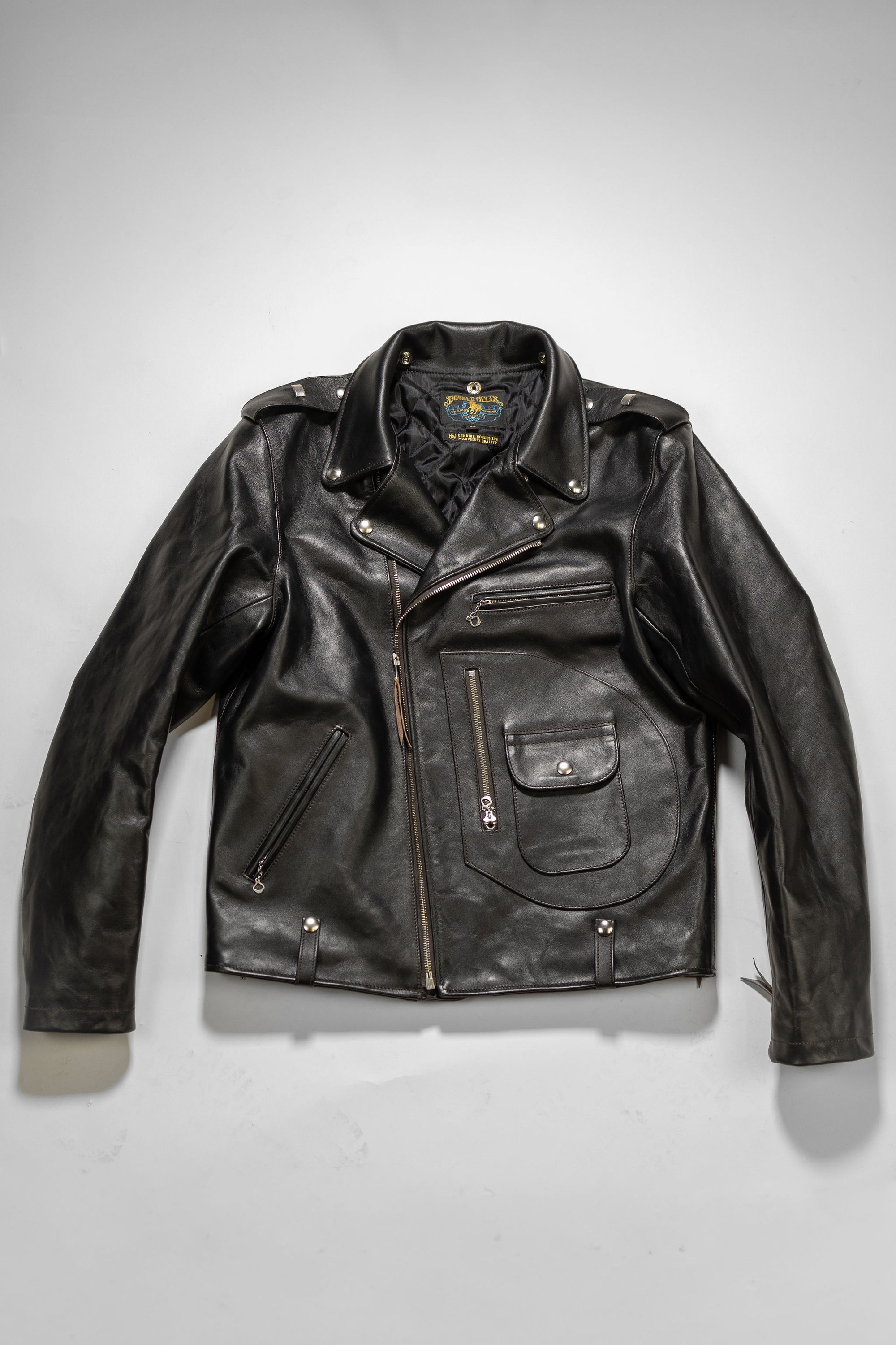 Double Helix - Innovator with Fur Collar Black Teacore Horsehide