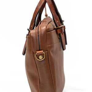 Bleu de Chauffe Folder Business Bag - Amber Brown. standing front profile