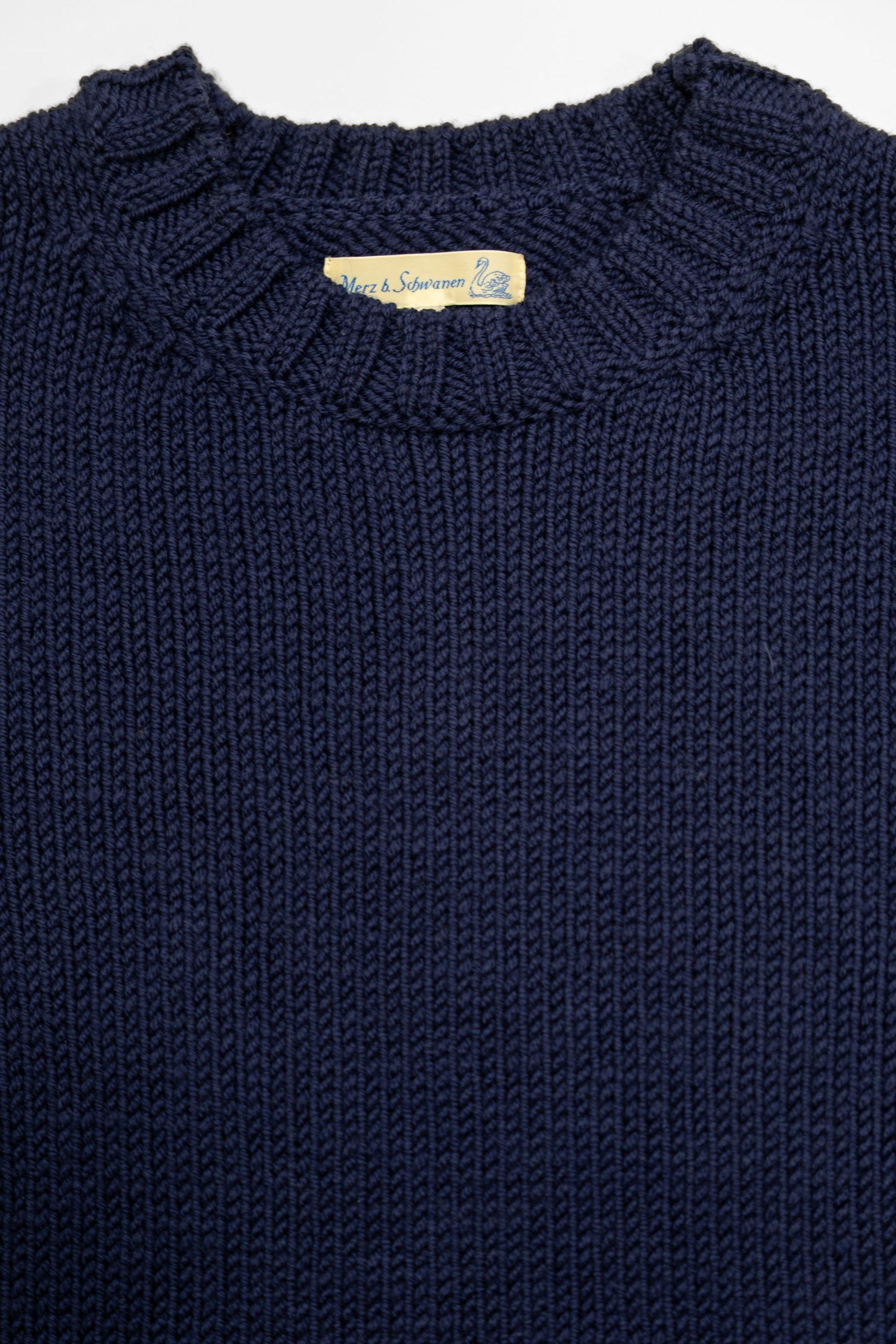 Merz b. Schwanen CREWKNIT01CTM Chunky Cropped Merino Wool Sweater - Ink Blue
