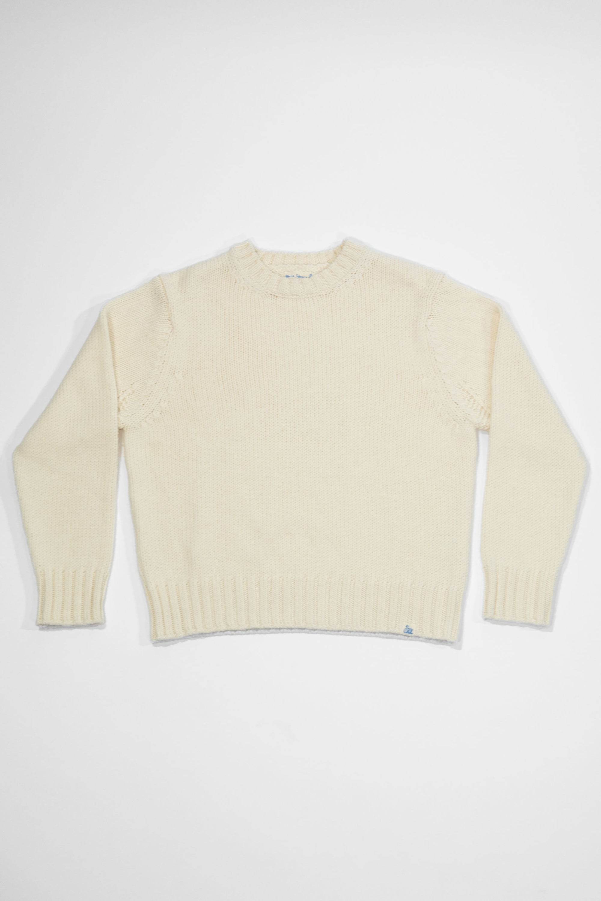 Merz b. Schwanen CREWKNIT01CTM Chunky Cropped Merino Wool Sweater - Nature