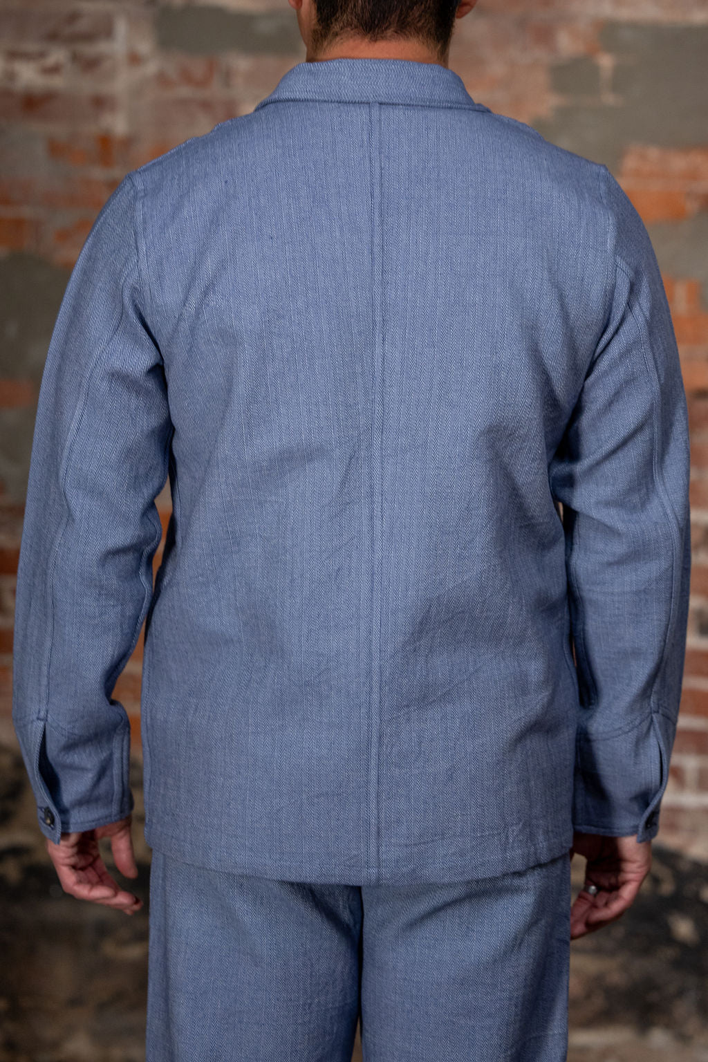 Indi + Ash Study Jacket - Handwoven Military Herringbone French Blue Indigo