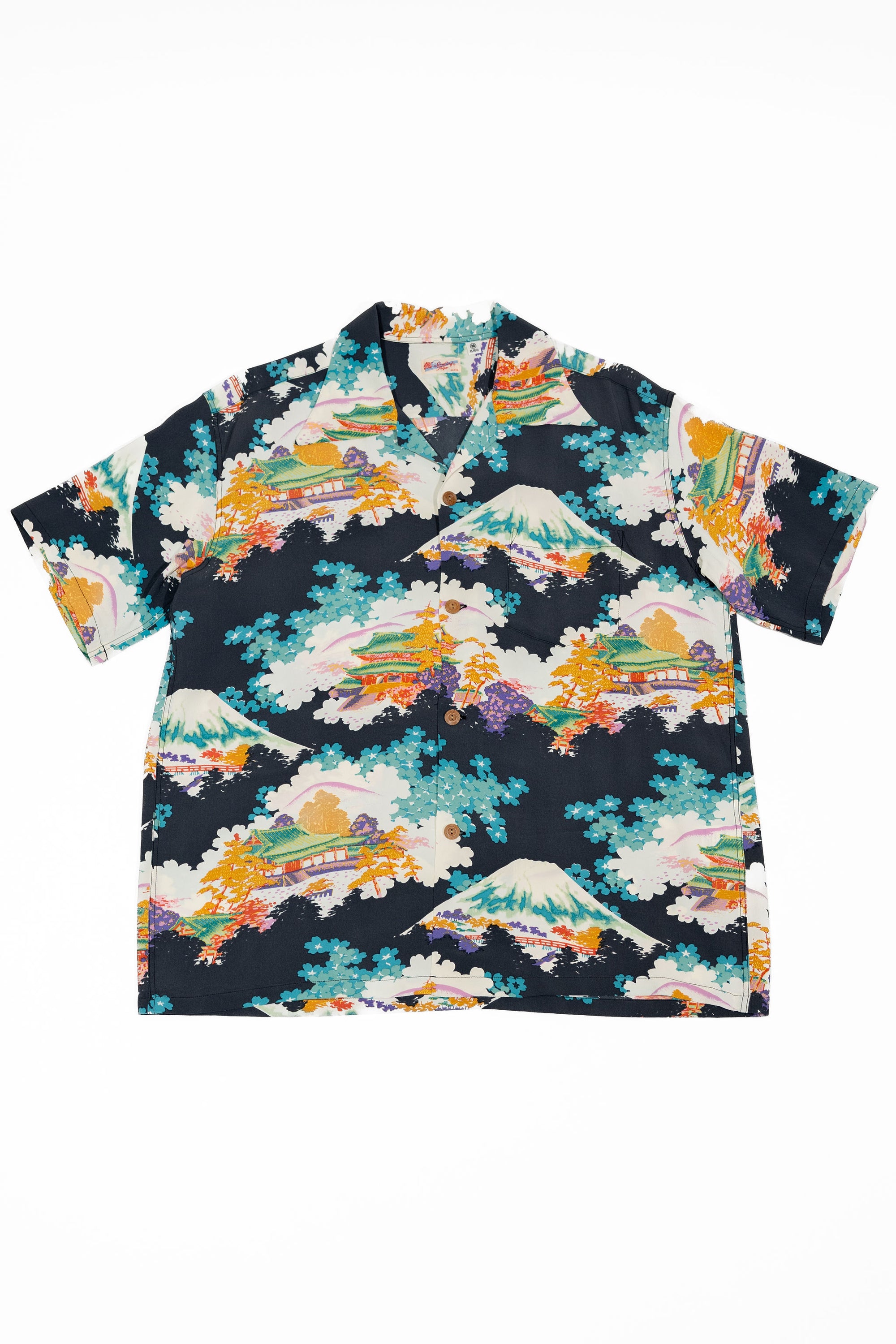 Sun Surf Rayon Hawaiian Shirt “Ancient Capital” - Black