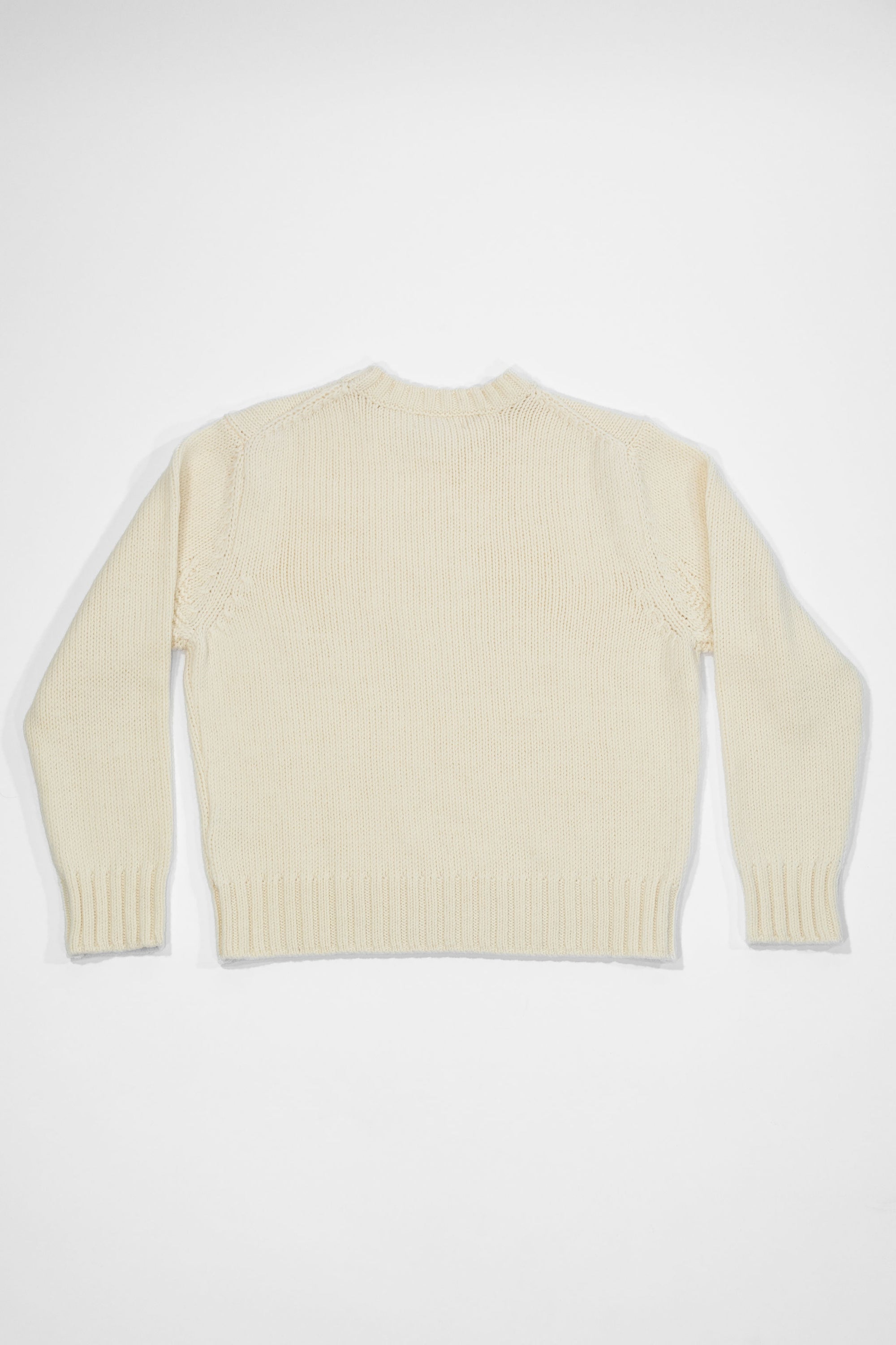 Merz b. Schwanen CREWKNIT01CTM Chunky Cropped Merino Wool Sweater - Nature