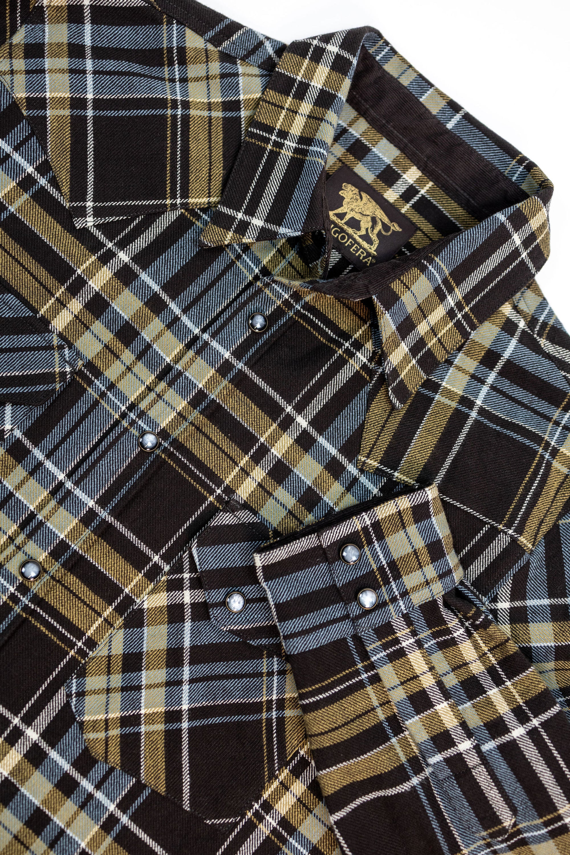 Indigofera Dawson Flannel - Brown/Olive/Turquise/Ecru