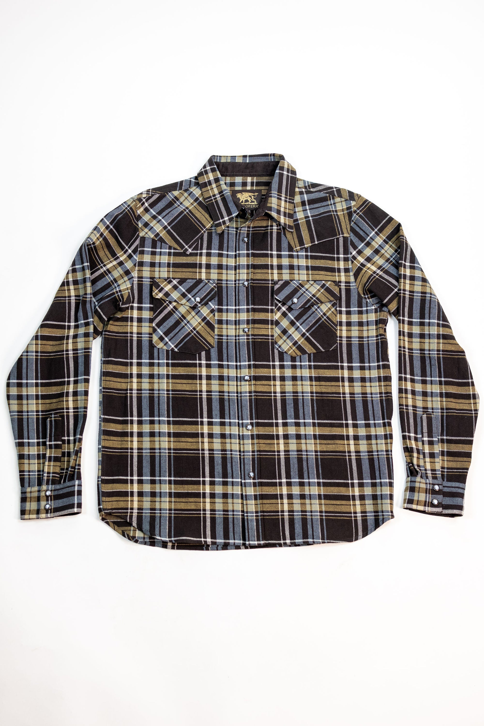 Indigofera Dawson Flannel - Brown/Olive/Turquise/Ecru