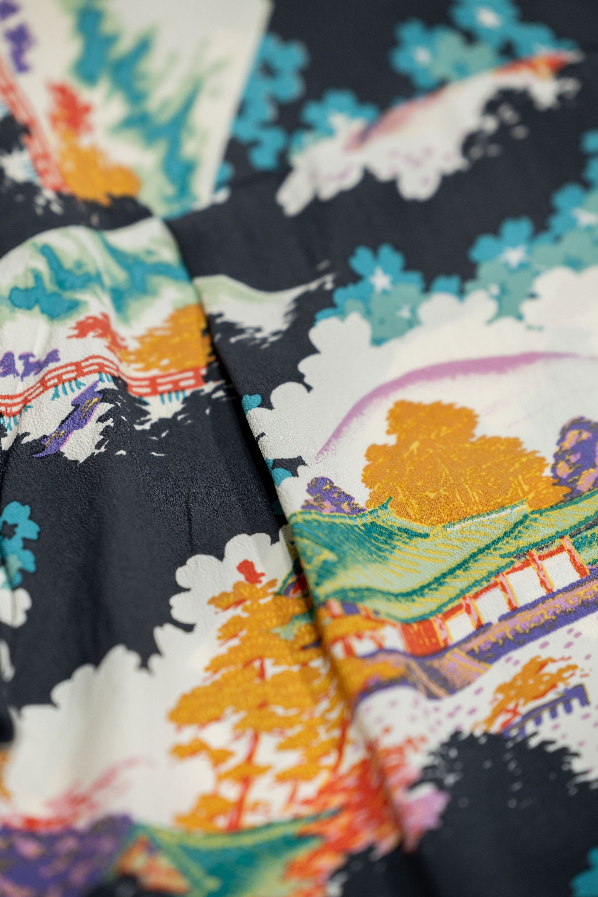 Sun Surf Rayon Hawaiian Shirt “Ancient Capital” - Black