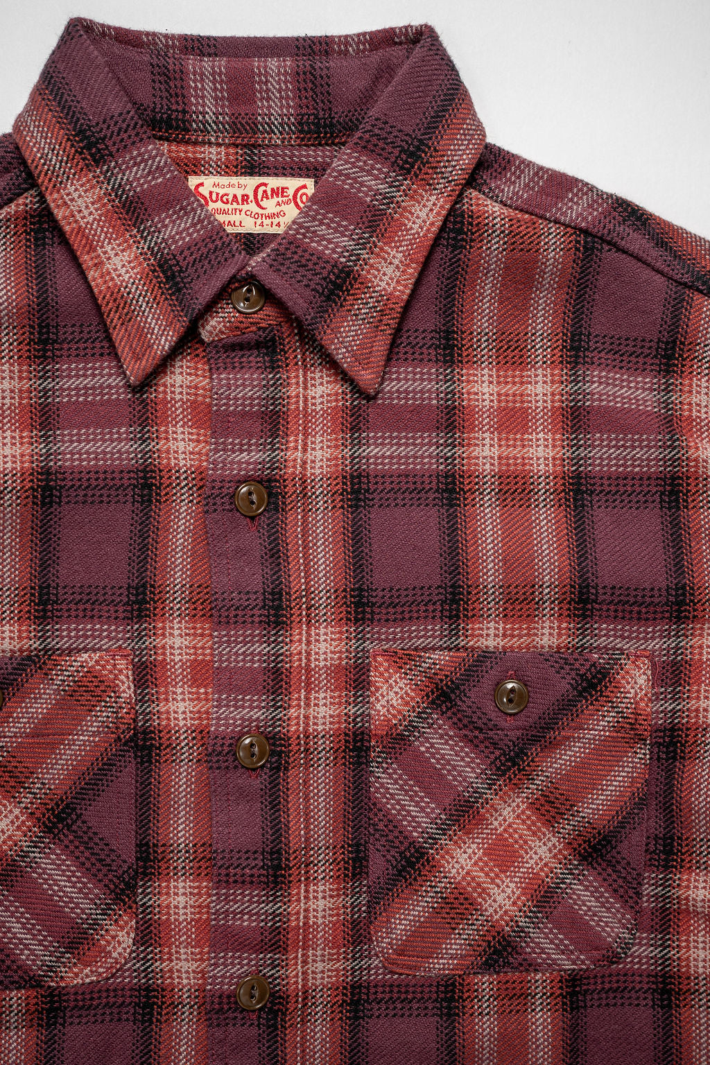 Sugar Cane Lot No. SC29359 Twill Check Work Shirt - Red