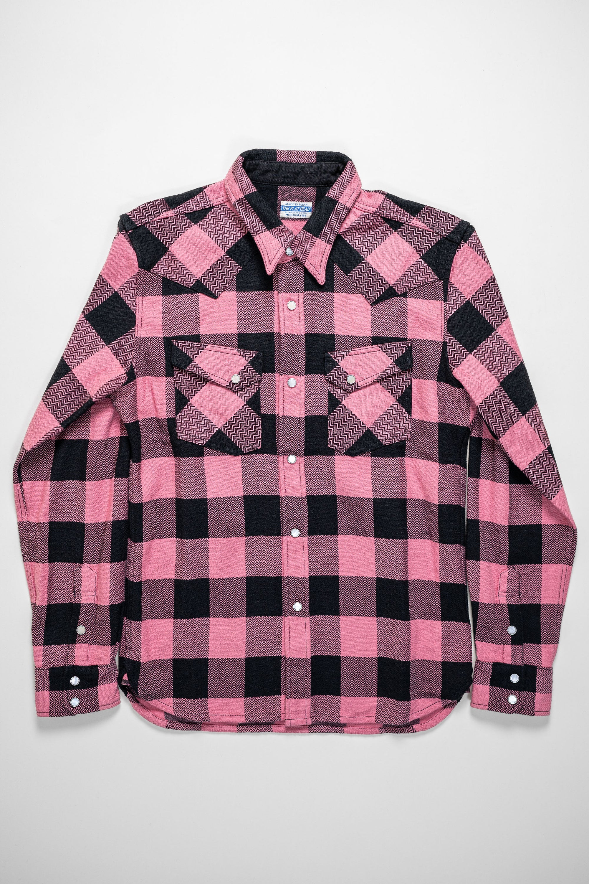 The Flat Head SNW-101L Block Check Western Flannel Shirt - Pink/Black