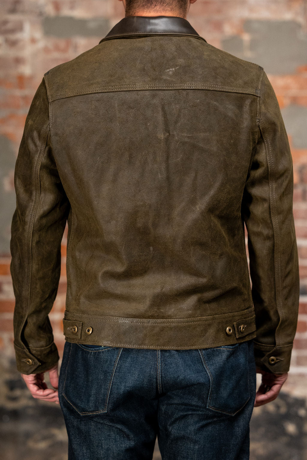 Schott NYC 371 Suede Unlined Steerhide Delivery Jacket - Olive
