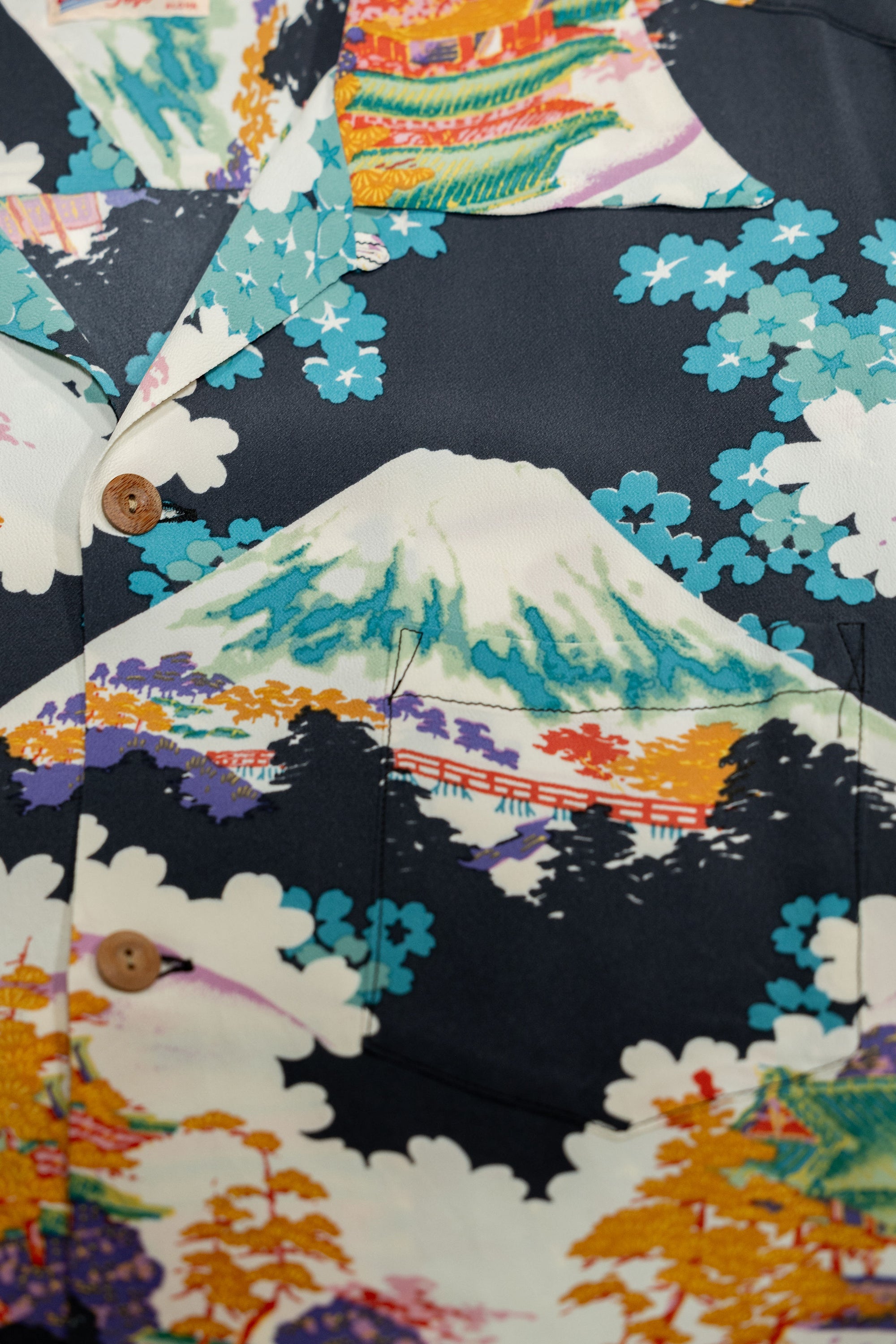 Sun Surf Rayon Hawaiian Shirt “Ancient Capital” - Black