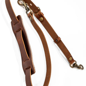 Bleu de Chauffe Folder Business Bag - Amber Brown. detachable strap laid on side