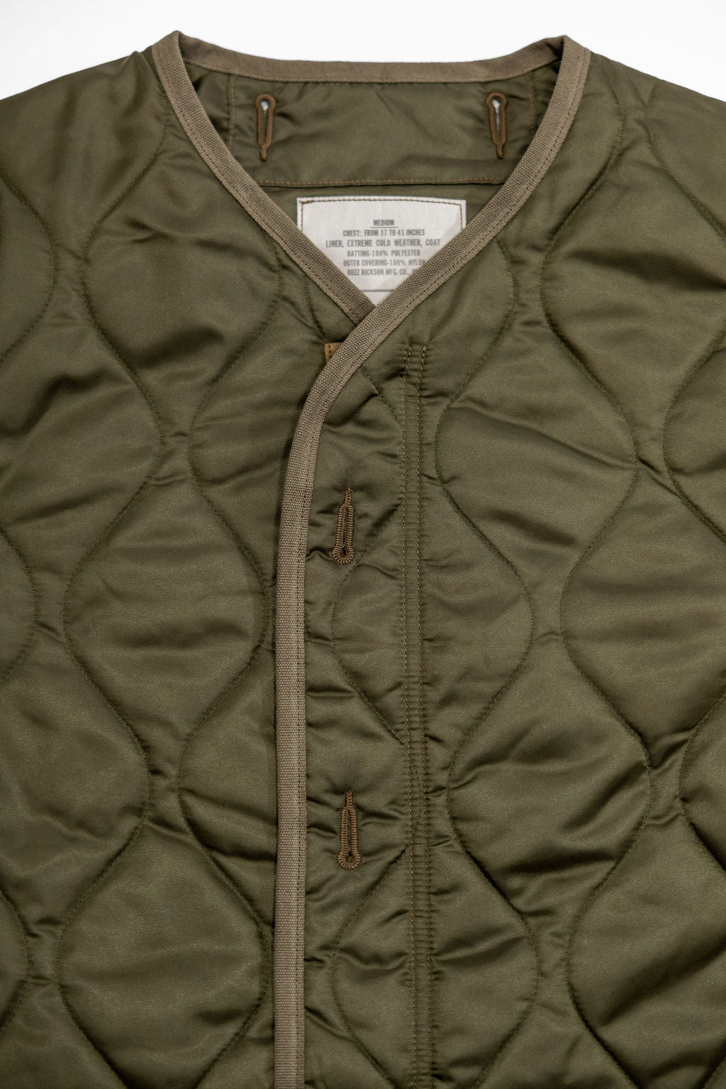 Buzz Rickson's BR15945 Type M-65 Liner “Buzz Rickson MFG. Co., INC.” - Olive