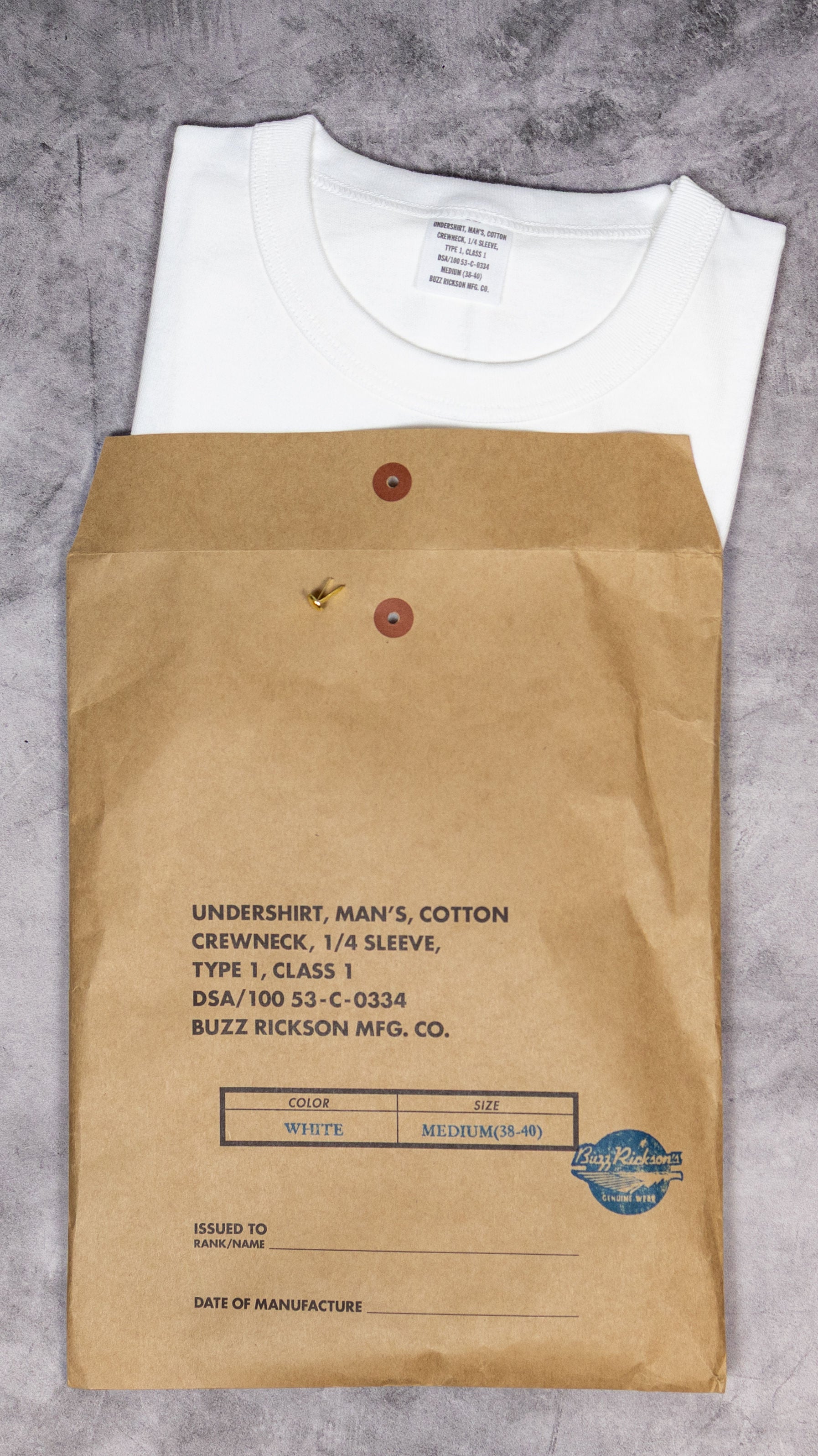 Buzz Rickson's BR78960 Package T-Shirt Goverment Issue - White