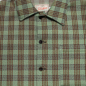 Dehen 1920 Lounge Shirt - Lawn Chair Plaid. close up of front detail