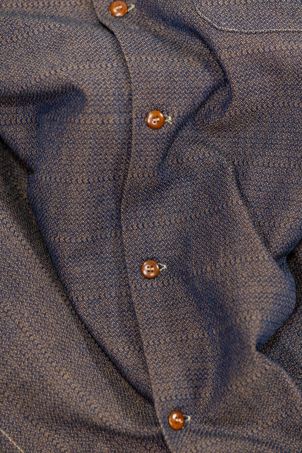 Samurai SOS26-KSK Kanoko Aimadara Open Collar Shirt - Natural Indigo
