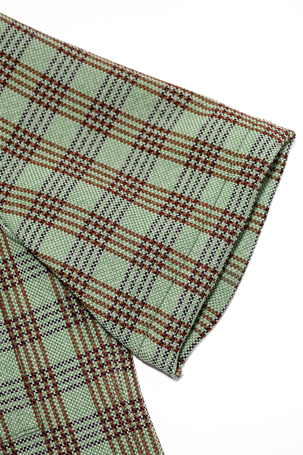 Dehen 1920 Lounge Shirt - Lawn Chair Plaid. close up of sleeve detail shot