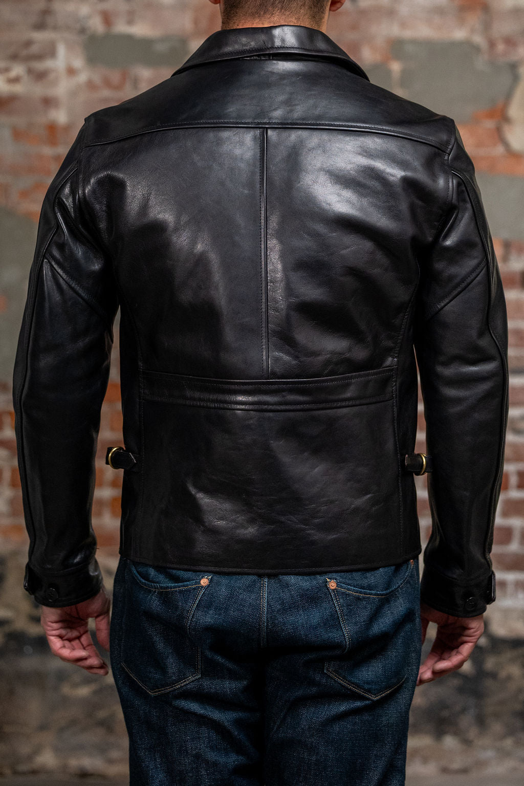 Attractions 379 Horsehide Double Flats Jacket - Black