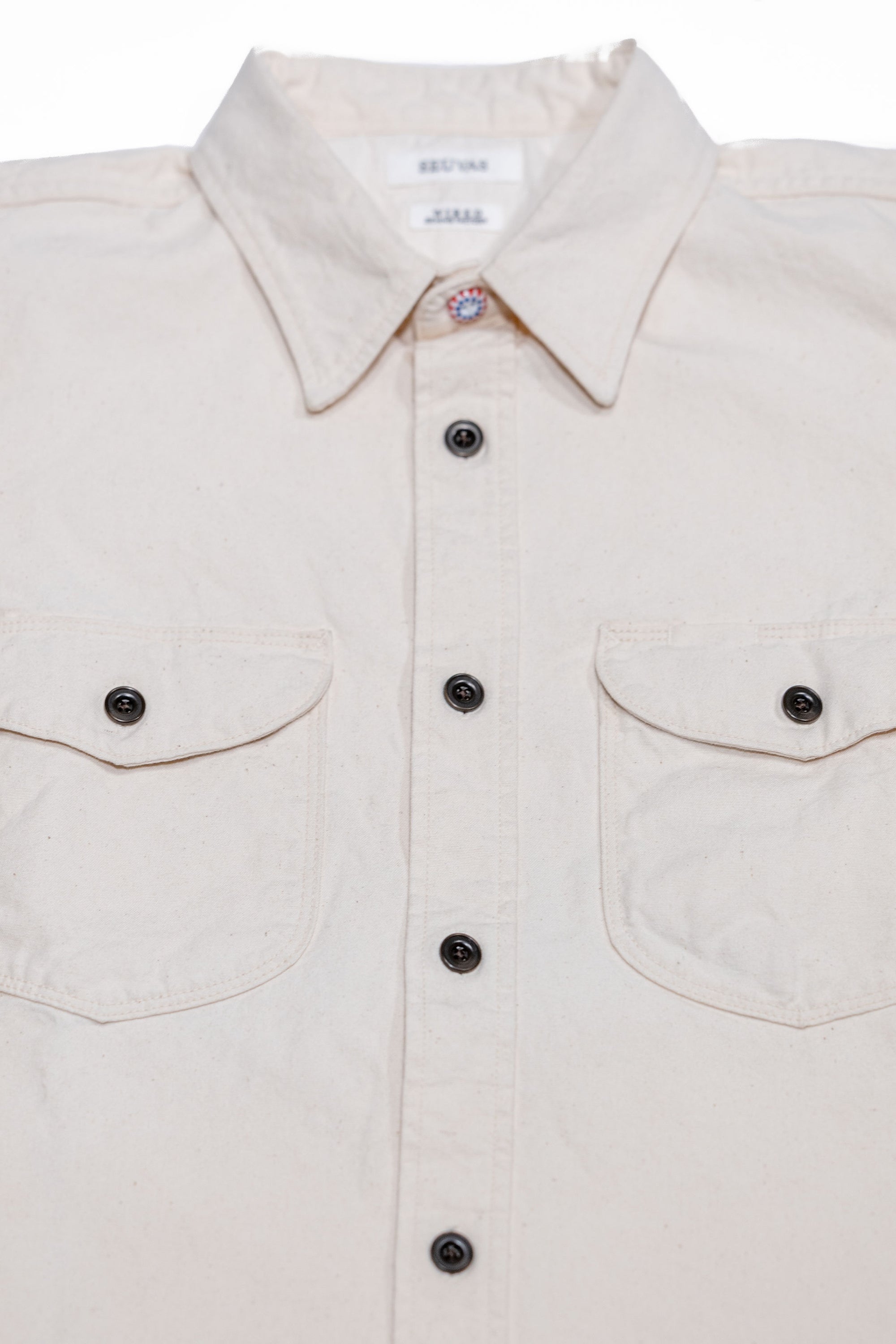 Seuvas 8oz Canvas Flap Work Shirt - Natural