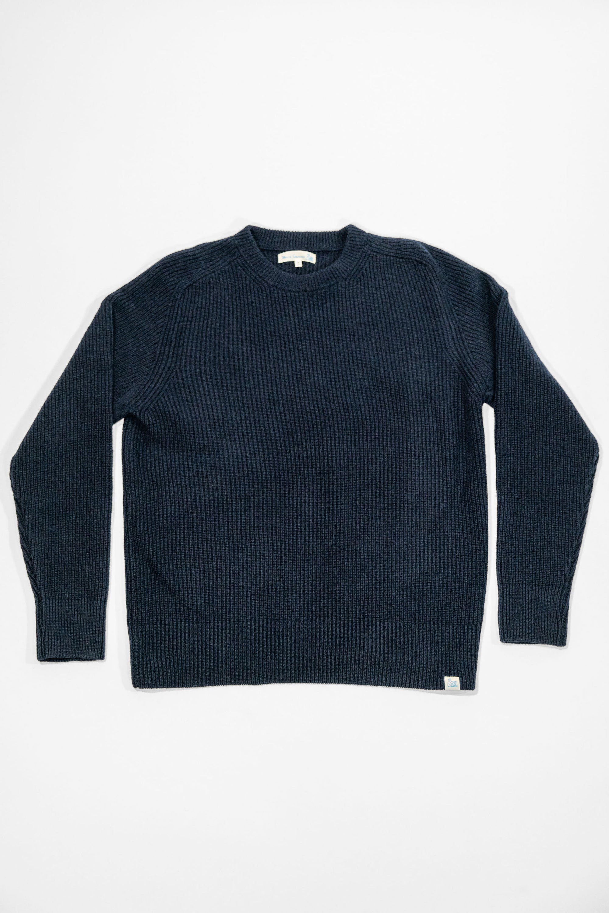 Merz b. Schwanen LOCC02 Sturdy Ribbed Merino-Wool Cashmere Sweater - Dark Navy