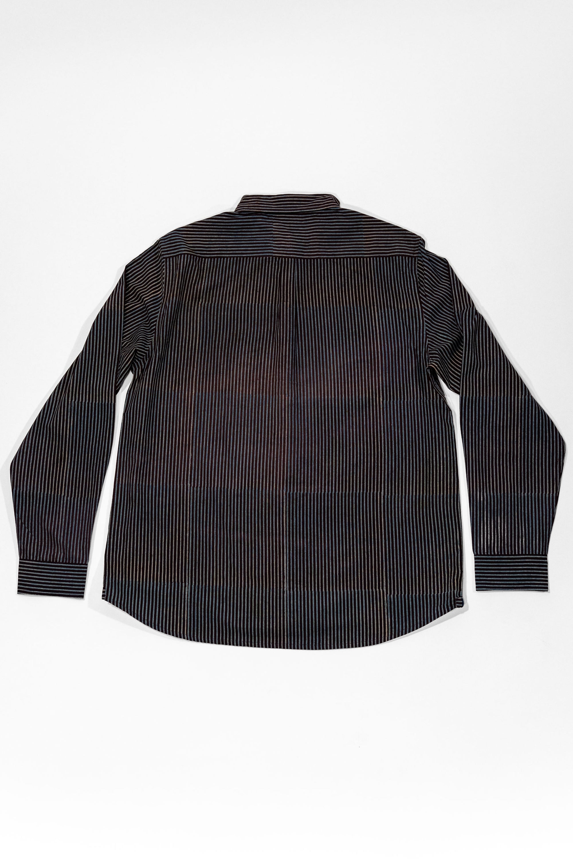 Indi + Ash Matty Shirt - Iron/Indigo Handwoven Kala Cotton Block Print Stripe