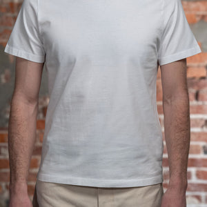 Hansen Garments Julian Crew Neck T-Shirt - White on model from the front