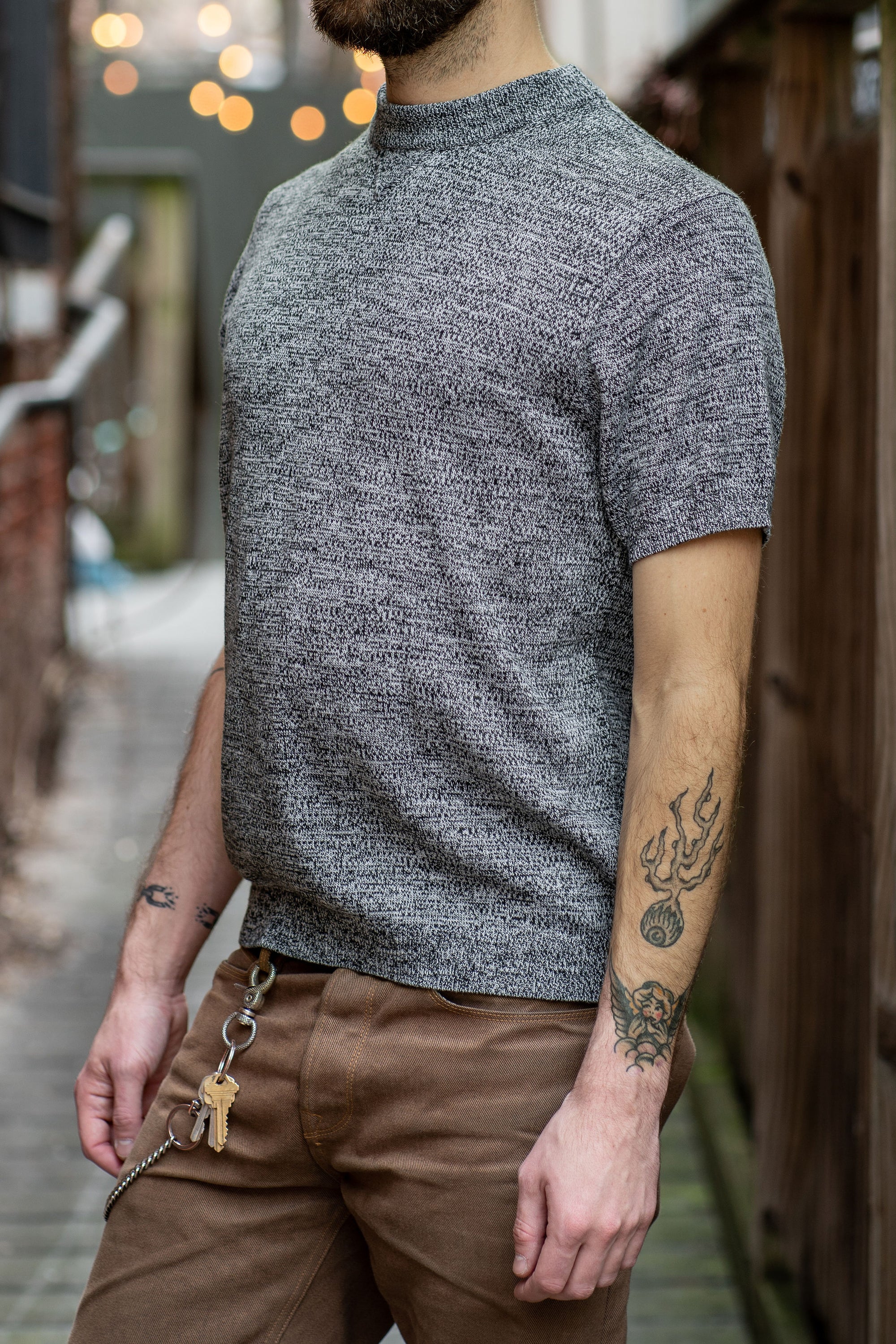 3sixteen Knit T-shirt Black Marled Yarn - Main Image