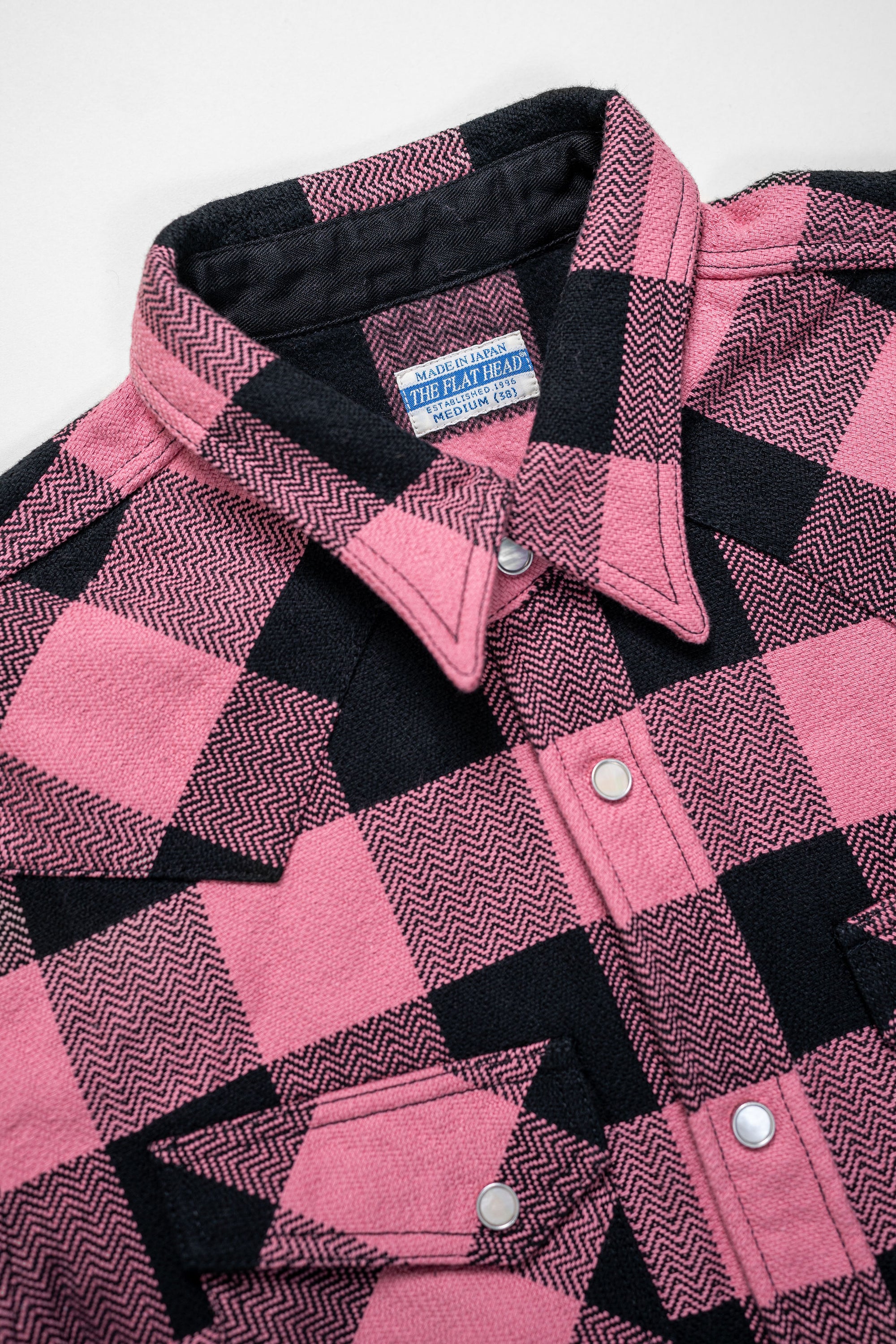 The Flat Head SNW-101L Block Check Western Flannel Shirt - Pink/Black