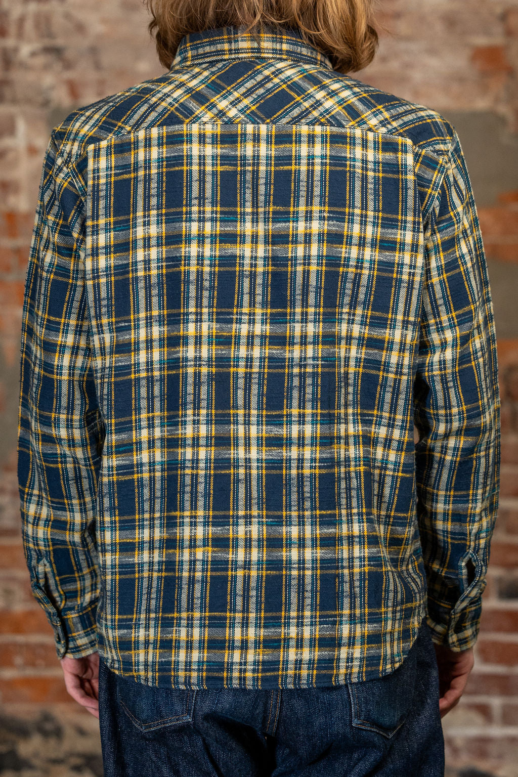 UES 502655 Slubby Flannel Shirt - Navy