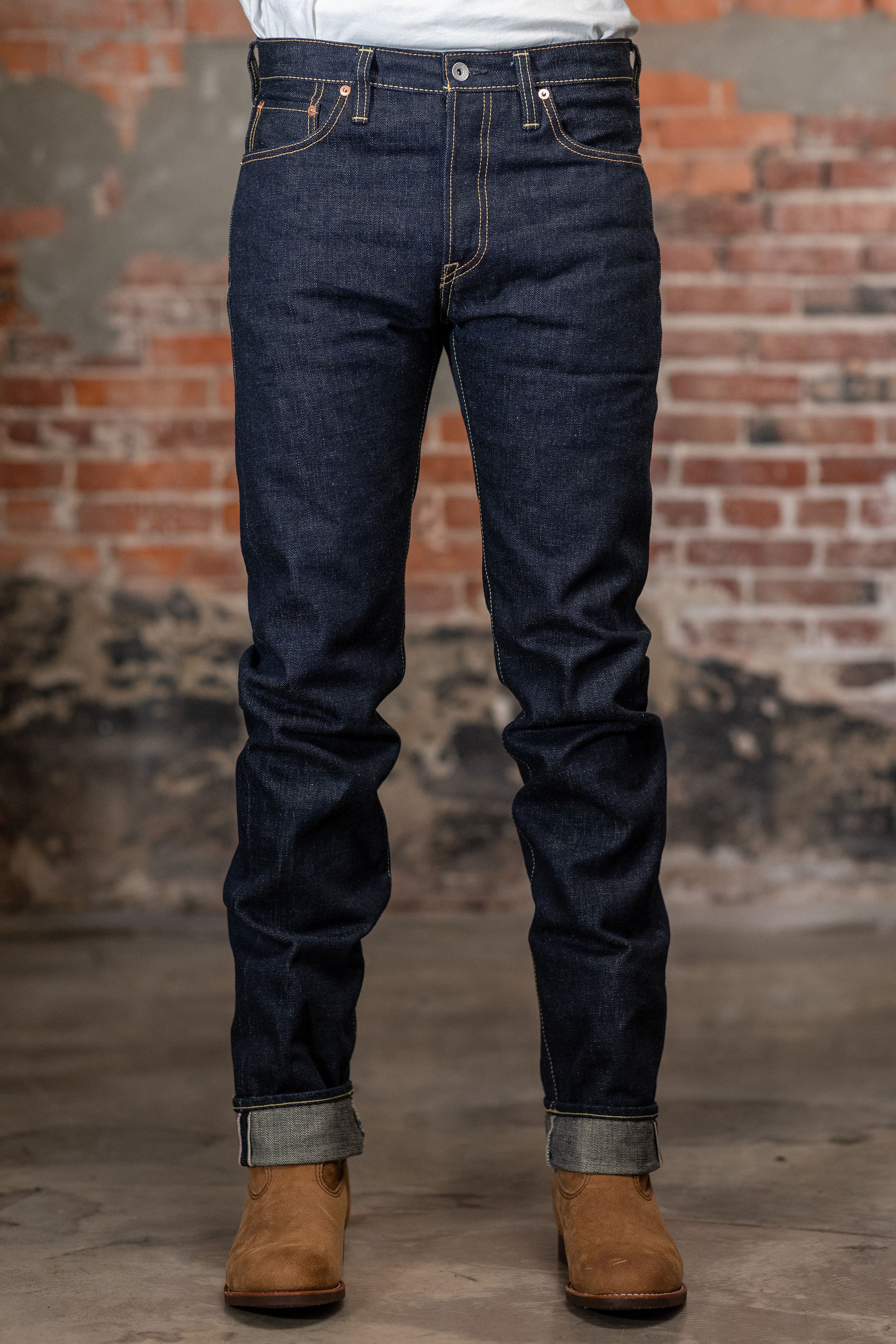 Iron Heart IH-666S-18 18oz Vintage Selvedge Denim Slim Straight Cut Jeans - Indigo